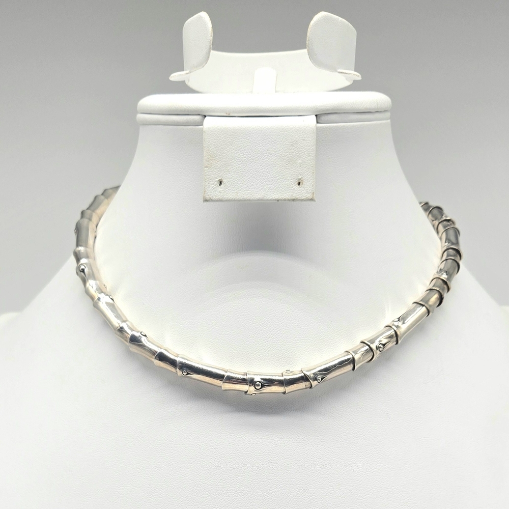 John Hardy 925 Sterling Silver Bamboo Collar Choker Statement Necklace- RARE